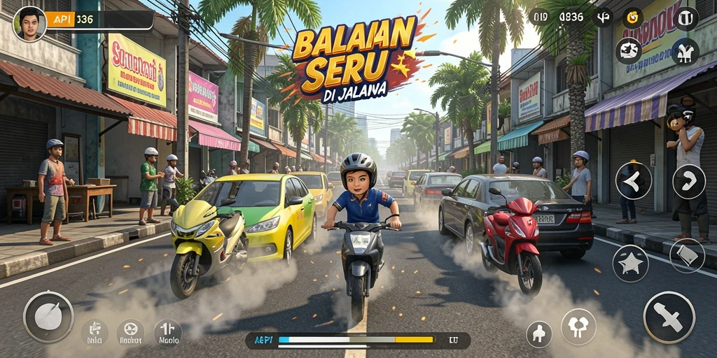 Tampilan gameplay seru balapan di API36 dengan kendaraan keren.