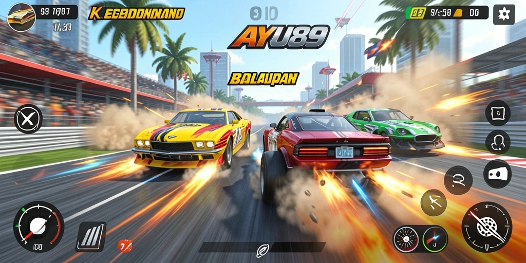 Screenshot gameplay AYU89 menampilkan balapan seru dengan grafis yang menakjubkan.