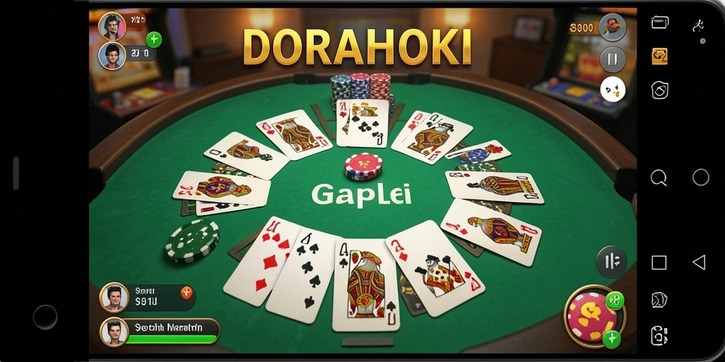 Screenshot DORAHOKI menunjukkan antarmuka permainan Gaple yang menarik.