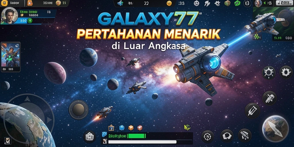 Screenshot gameplay GALAXY77 menampilkan aksi menegangkan dalam melawan musuh.