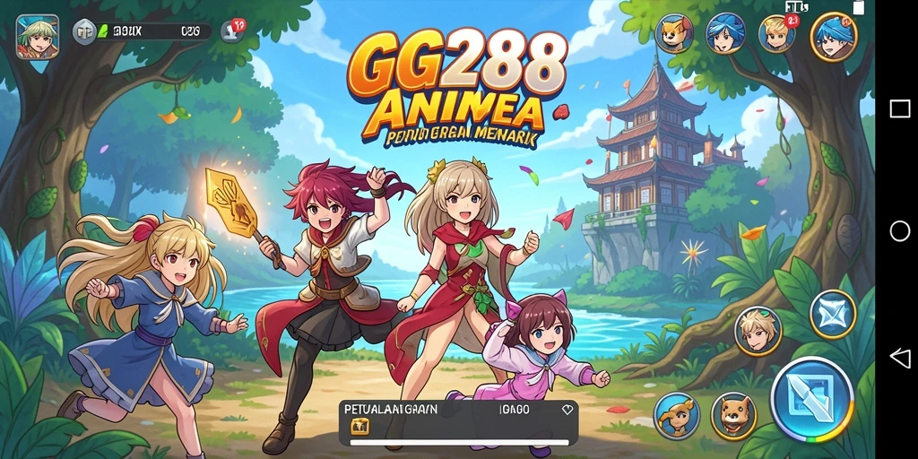Tampilan gameplay seru dengan karakter anime menarik.
