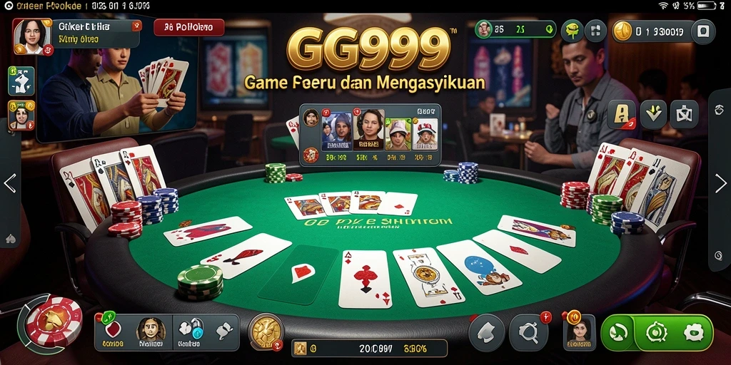 Screenshot utama GG999 menampilkan momen seru saat bermain poker.
