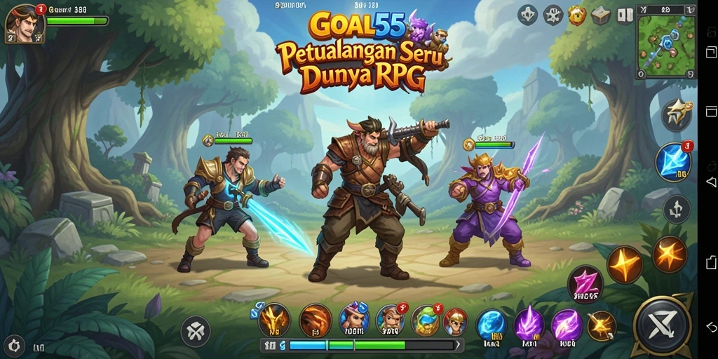 Tangkapan layar menunjukkan aksi seru dalam permainan RPG GOAL55.