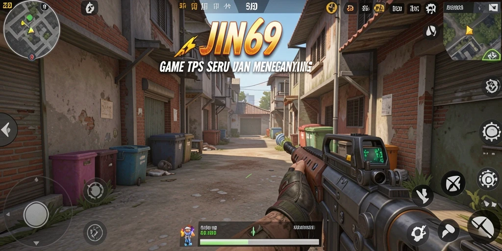 Screenshot menampilkan aksi intens dalam gameplay TPS JIN69.
