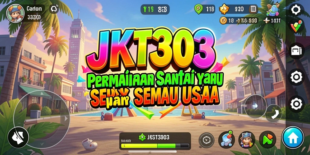Tampilan seru gameplay JKT303 dengan warna-warni yang menarik.