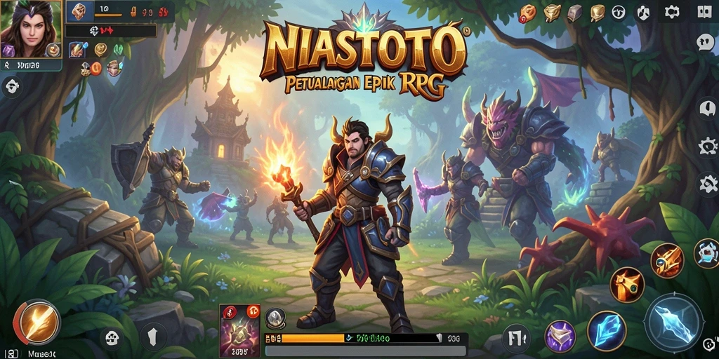 Tampilan gameplay NIASTOTO yang menegangkan dalam pertarungan RPG.