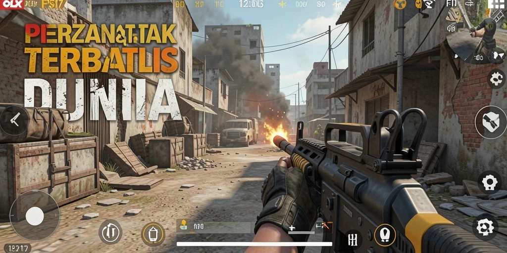 Screenshot OLX17 menunjukkan aksi pertempuran yang mendebarkan di mode FPS.