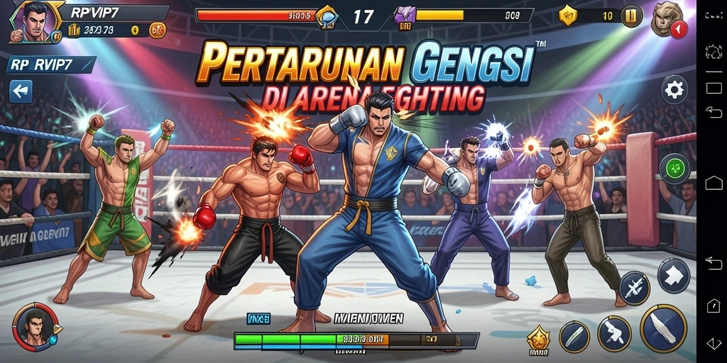 Gameplay <strong>RPVIP7</strong> yang intens dalam arena pertarungan.