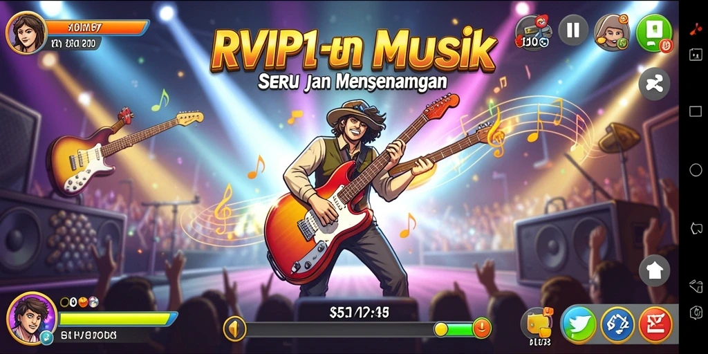 Screenshot utama RVIP1 menunjukkan keseruan bermain musik.
